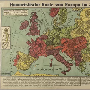 Humorous Europe Map in 1914, 1914