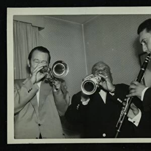 Humphrey Lyttelton, Sidney Bechet and unknown clarinetist, Colston Hall, Bristol, 1956