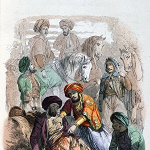 Ibrahim Pasha Looking after the Wounded, 1847. Artist: Etherington