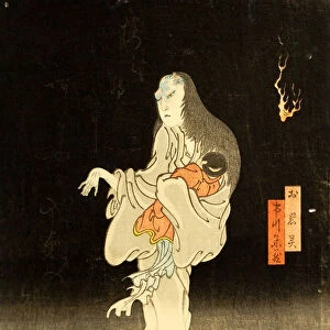Ichikawa Yonezo as the Ghost of Oiwa, 1865. Creator: Enjaku