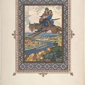 Illustration for the Fairy tale of Ivan Tsarevich, the Firebird, and the Gray Wolf, c