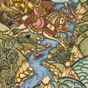 Illustration for the Fairy tale Marya Morevna, 1913-1915. Artist: Bilibin, Ivan Yakovlevich (1876-1942)