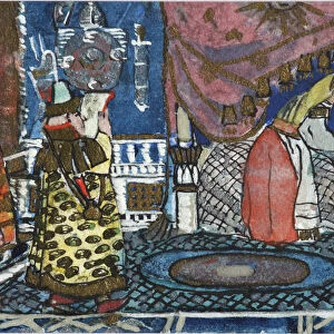 Illustration for the Fairy tale of the Tsar Saltan by A. Pushkin. Artist: Malyutin, Sergei Vasilyevich (1859-1937)