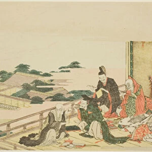Six immortal poets preparing for the Tanabata festival, Japan, n. d. Creator: Hokusai