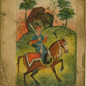 Indian armed cavalryman, c. 1500. Artist: Indian Art