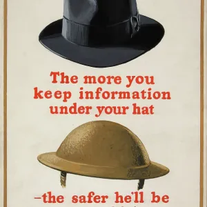 The more you keep information under your hat - the safer... WWII poster, between 1939 and 1946 The more you keep information under your hat - the safer... WWII poster, between 1939 and 1946