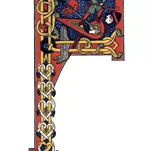 Initial letter F, 12th century, (1843). Artist: Henry Shaw