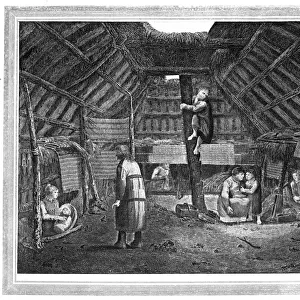 Inside of a House in Oonalashka, c1776-1779. Artist: Walker