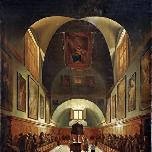 Interior of the Church of Capuchines in Rome, late 18th or 19th century. Artist: Francois-Marius Granet