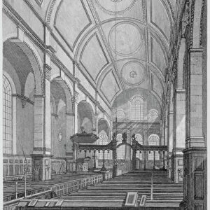 Interior of the Church of St Peter upon Cornhill looking east, City of London, 1825