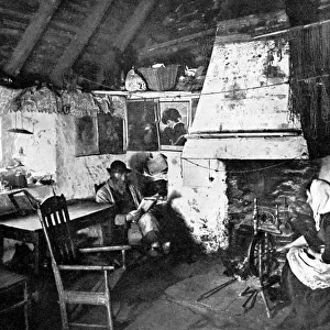 Interior of a crofters cottage, Shetland, Scotland, 1924-1926. Artist: Valentine & Sons Ltd