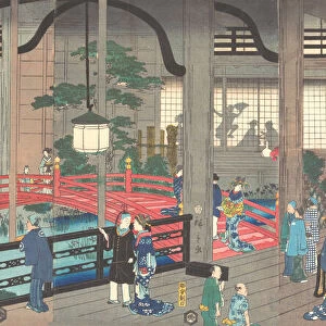 The Interior of the Gankiro Tea House in Yokohama, 1861 (April). Creator: Suzuki Hiroshige