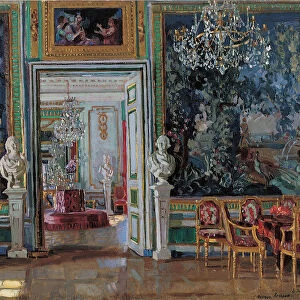 Interior in the Kuskovo Palace, 1917. Artist: Zhukovsky, Stanislav Yulianovich (1873-1944)