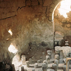 Interior of a Roman bath-house showing the hypocaust