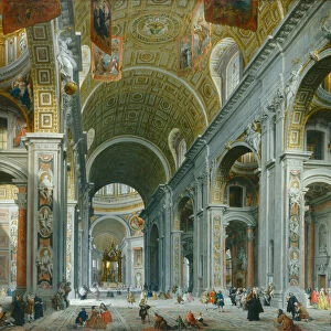Interior of Saint Peter s, Rome, c. 1754. Creator: Giovanni Paolo Panini