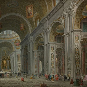 Interior of Saint Peters, Rome, after 1754. Creator: Giovanni Paolo Panini