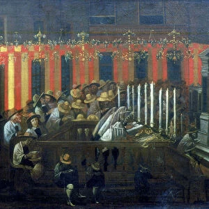 Interior of a Synagogue during Prayer