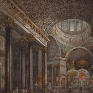 Interior view of the Kazan Cathedral in St. Petersburg, 1850s