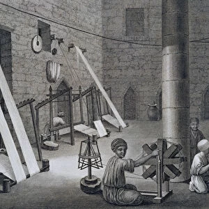 Interior of a Weavers Workshop, Egypt, 1822. Artist: Schroeder