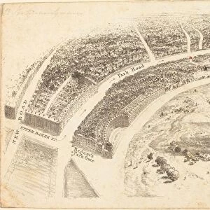Invitation? with Aerial View of Regents Park, 1824. Creator: Unknown