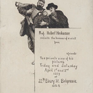 Invitation with vignette from "The First Born"(with text), 1887. 1887