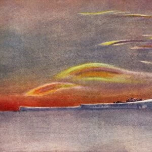 Iridescent Clouds: Looking North from Cape Evans, 1911, (1913). Artist: Edward Wilson