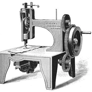 Isaac Merrit Singers first sewing machine, patented in 1851 (1880)