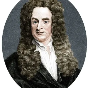 Isaac Newton, English mathematician, astronomer and physicist, (1818). Artist: R Page Isaac Newton, English mathematician, astronomer and physicist, (1818). Artist: R Page