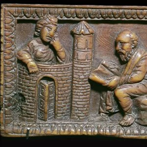 Ivory panel showing St Paul and Thecla, 4th century