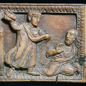 Ivory panel showing the stoning of St Paul, 4th century