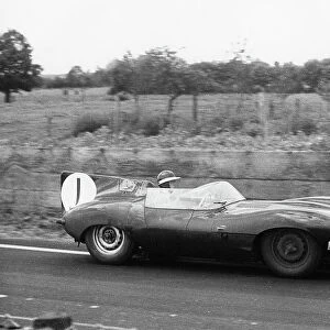 Jaguar D type, Mike Hawthorn 1956 Le Mans. Creator: Unknown