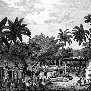 James Cook, English navigator, witnessing human sacrifice in Taihiti (Otaheite) c1773 (1815)