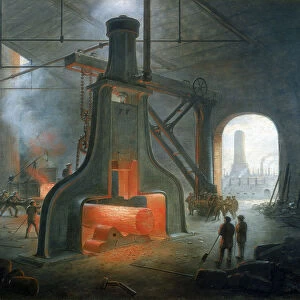 James Nasmyths steam hammer erected in his foundry near Manchester in 1832. Artist: James Nasmyth