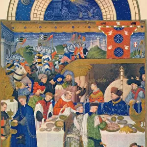 January - the Duc de Berry at table, 15th century, (1939). Creator: Jean Limbourg