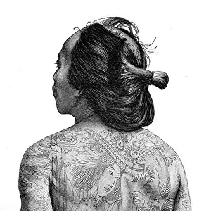 Japanese man with a tattooed back, 1895. Artist: Charles Barbant