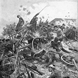 Japanese troops storming Russian Fort, Russo-Japanese War, 1904-5