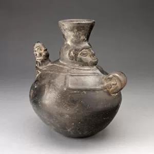 Jar in the Form of a Figure Holding a Drum and Carrying a Child, A. D. 1200/1450. Creator: Unknown
