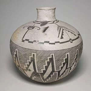 Jar with Horned Serpents and Interlocking, Hatched-and-Black Stepped Designs, 950 / 1400