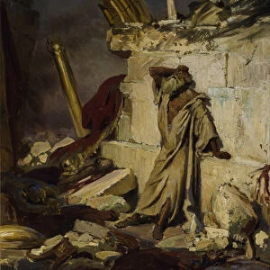 Jeremiah lamenting the Destruction of Jerusalem, 1870. Artist: Repin, Ilya Yefimovich (1844-1930)