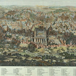 The Jerusalem Map (Vue generale de Jerusalem historique et moderne), ca 1862. Artist: Eltzner, Adolf (1816-1891)
