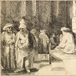 Jews in the Synagogue. Artist: Rembrandt van Rhijn (1606-1669)