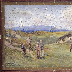 Jigsaw puzzle of golfers on Prestwick golf course, Scotland, c1914