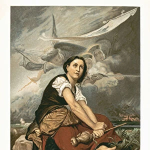 Joan of Arc (1412-1431) on the Bucher in Rouen Painting by Jules Lenepveu  (1819-1898) 1889. Paris, Pantheon - Joan of Arc (1412-1431) at the Stake in