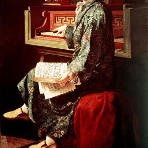 Johann Wolfgang Amadeus Mozart (1756-1791), Austrian composer, Mozart at the harpsichord