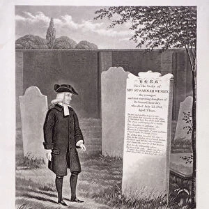 John Wesley visiting his mothers grave in 1779, Bunhill Fields, Finsbury, London, (c1850)