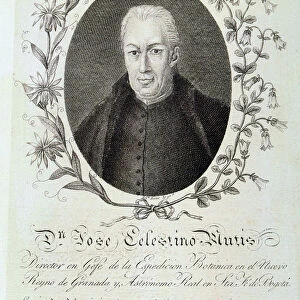 Jose Celestino Mutis (1732-1808), Spanish-Colombian naturalist, engraving