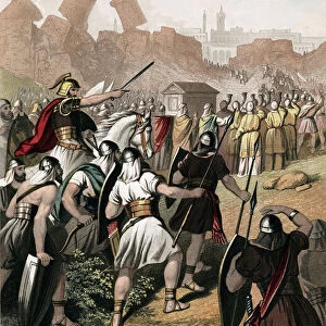 Joshua urges on his army outside the walls of Jericho, c1860