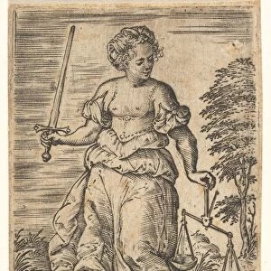 Justice, an allegorical figure holding a balance in her left hand