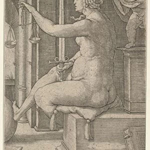 Justice, from the series The Virtues, 1530. Creator: Lucas van Leyden