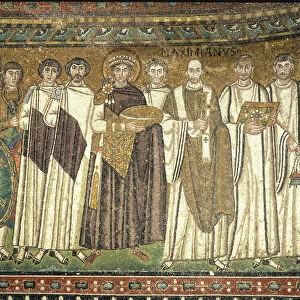 Justinian and his entourage, Mosaic Church of San Vitale in Ravenna